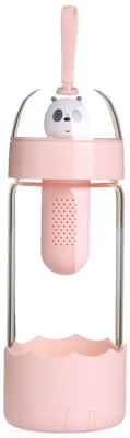 Бутылка для воды Miniso 8375 (розовый, с ситечком для чая)