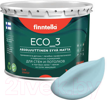 Краска Finntella Eco 3 Wash and Clean Taivaallinen / F-08-1-3-LG103 (2.7л, глубокоматовый)