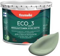 Краска Finntella Eco 3 Wash and Clean Pastellivihrea / F-08-1-3-LG138 (2.7л, светло-зеленый хаки, глубокоматовый) - 