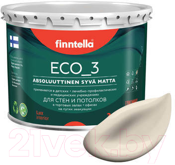 Краска Finntella Eco 3 Wash and Clean Manteli / F-08-1-3-LG146 (2.7л, бежевый, глубокоматовый)