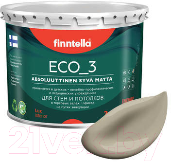 Краска Finntella Eco 3 Wash and Clean Taos / F-08-1-3-LG150 (2.7л, глубокоматовый)