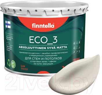 Краска Finntella Eco 3 Wash and Clean Kuiskaus / F-08-1-3-LG152 (2.7л, глубокоматовый)