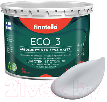 Краска Finntella Eco 3 Wash and Clean Pikkukivi / F-08-1-3-LG165 (2.7л, глубокоматовый)