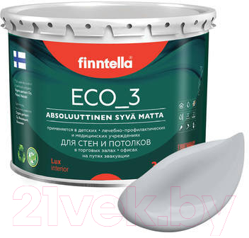 Краска Finntella Eco 3 Wash and Clean Tuuli / F-08-1-3-LG166 (2.7л, глубокоматовый)