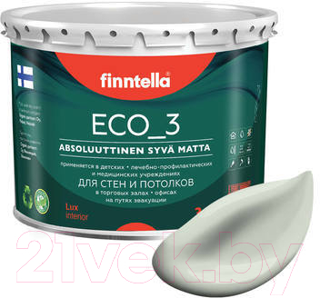 Краска Finntella Eco 3 Wash and Clean Pinnattu / F-08-1-3-LG168 (2.7л, глубокоматовый)