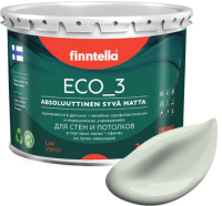 Краска Finntella Eco 3 Wash and Clean Pinnattu / F-08-1-3-LG168 (2.7л, светло серо-зеленый, глубокоматовый) - 
