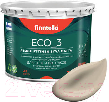 Краска Finntella Eco 3 Wash and Clean Kentta / F-08-1-3-LG174 (2.7л, глубокоматовый)