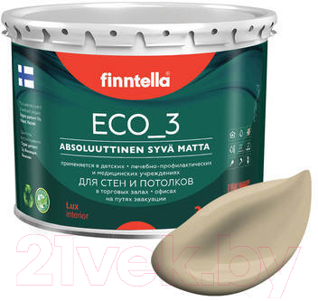 Краска Finntella Eco 3 Wash and Clean Karamelli / F-08-1-3-LG175 (2.7л, песочный, глубокоматовый)