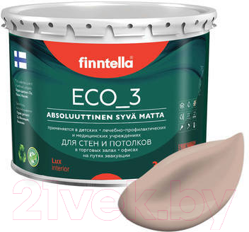 Краска Finntella Eco 3 Wash and Clean Jauhe / F-08-1-3-LG178 (2.7л, теплый бежевый, глубокоматовый)