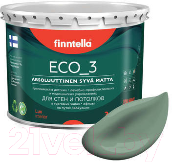 Краска Finntella Eco 3 Wash and Clean Naamiointi / F-08-1-3-LG198 (2.7л, зеленый хаки, глубокоматовый)
