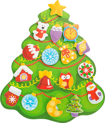 

Развивающий игровой набор, Пластик на липучках Новогодняя елка / 04314
