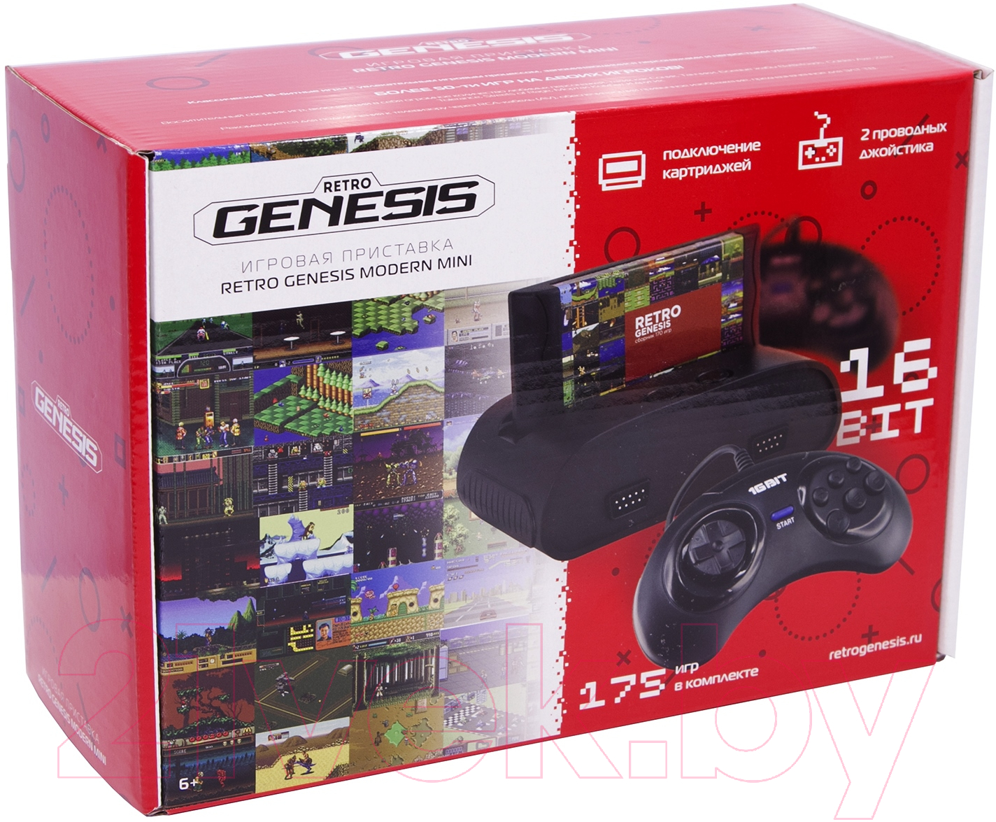 Игровая приставка Retro Genesis Modern Mini + 175 игр + 2 джойстика + картридж / ConSkDn111