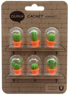 Набор магнитов декоративных Qualy Cactus / QL10288-OR-GN (6шт)
