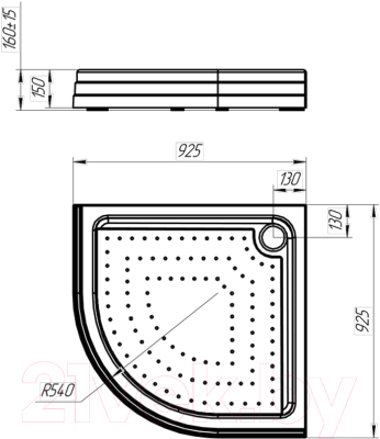 Душевой поддон Radomir 90x90 / 1-11-0-0-0-160