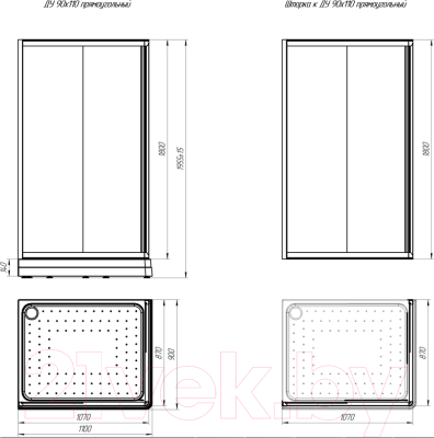 Душевой уголок Radomir 90x110 R / 1-03-6-2-0-1221 (матовое стекло)