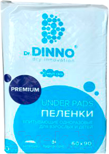 Набор пеленок одноразовых впитывающих Dr.Dinno Premium 60x90 (10шт)