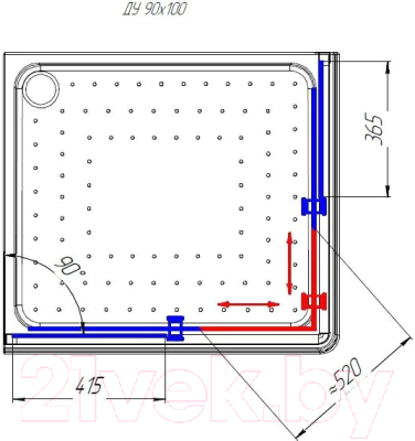 Душевой уголок Radomir 90x100 R / 1-03-6-2-0-1210 (прозрачное стекло)