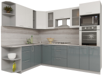 Кухонный гарнитур Интерлиния Мила Gloss 1.88x2.6 левая (белый/асфальт) - 