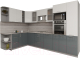 Кухонный гарнитур Интерлиния Мила Gloss 1.88x3.2 левая (белый/асфальт) - 