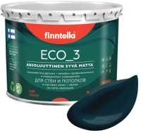 Краска Finntella Eco 3 Wash and clean Ukonilma / F-08-1-3-LG208 (2.7л, темно-сине-зеленый, глубокоматовый) - 