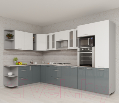 Купить Кухонный гарнитур Интерлиния Мила Gloss 1.88x3.4 левая в Жодино
