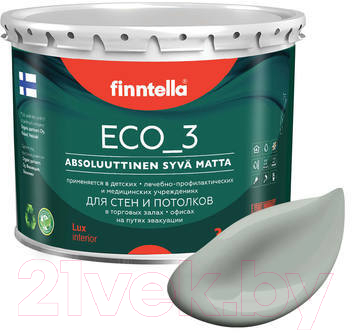 Краска Finntella Eco 3 Wash and clean Poly / F-08-1-3-LG217 (2.7л, глубокоматовый)