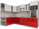 Кухонный гарнитур Интерлиния Мила Gloss 1.88x3.0 левая (белый/красный) - 