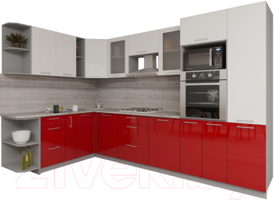 Кухонный гарнитур Интерлиния Мила Gloss 1.88x3.2 левая