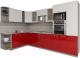 Кухонный гарнитур Интерлиния Мила Gloss 1.88x3.2 левая (белый/красный) - 
