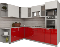 Кухонный гарнитур Интерлиния Мила Gloss 1.88x2.8 левая (белый/красный) - 
