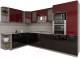 Кухонный гарнитур Интерлиния Мила Gloss 1.88x3.2 левая (бордовый/черный) - 