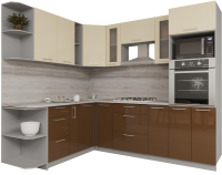 Кухонный гарнитур Интерлиния Мила Gloss 1.88x2.4 левая (ваниль/шоколад) - 