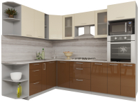 Кухонный гарнитур Интерлиния Мила Gloss 1.88x2.6 левая (ваниль/шоколад) - 
