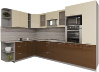Кухонный гарнитур Интерлиния Мила Gloss 1.88x3.2 левая (ваниль/шоколад) - 
