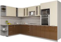 Кухонный гарнитур Интерлиния Мила Gloss 1.88x3.4 левая (ваниль/шоколад) - 