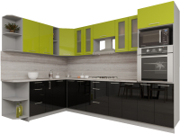 Кухонный гарнитур Интерлиния Мила Gloss 1.88x3.0 левая (яблоня/черный) - 