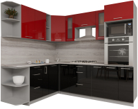 Готовая кухня Интерлиния Мила Gloss 1.88x2.4 левая (красный/черный) - 