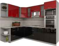 Кухонный гарнитур Интерлиния Мила Gloss 1.88x2.8 левая (красный/черный) - 