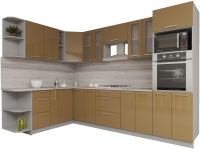Кухонный гарнитур Интерлиния Мила Gloss 1.88x3.0 левая (капучино) - 