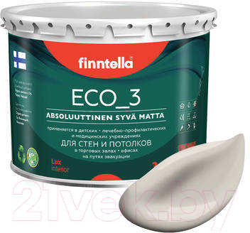 Краска Finntella Eco 3 Wash and Clean Rock / F-08-1-3-LG230 (2.7л, бежевый, глубокоматовый)