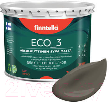 Краска Finntella Eco 3 Wash and Clean Taupe / F-08-1-3-LG234 (2.7л, глубокоматовый)