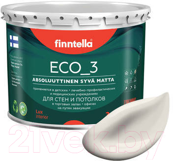 Краска Finntella Eco 3 Wash and Clean Puuvilla / F-08-1-3-LG237 (2.7л, бежевый, глубокоматовый)