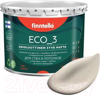 Краска Finntella Eco 3 Wash and Clean Ranta / F-08-1-3-LG238 (2.7л, глубокоматовый)