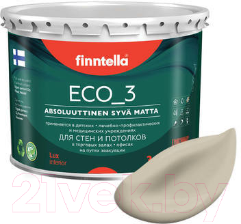 Краска Finntella Eco 3 Wash and Clean Jolie / F-08-1-3-LG239 (2.7л, бежевый, глубокоматовый)