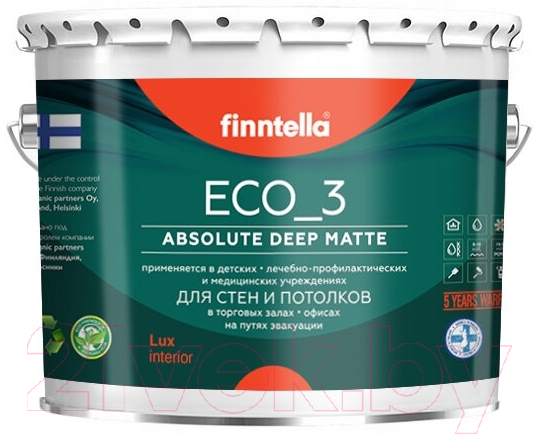 Краска Finntella Eco 3 Wash and Clean Sifonki / F-08-1-3-LG242 (2.7л, глубокоматовый)