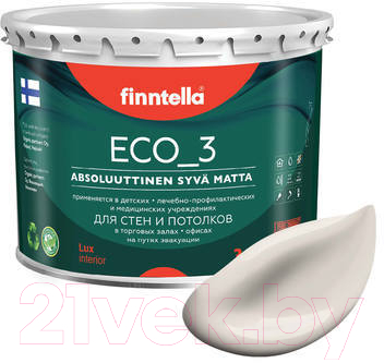 Краска Finntella Eco 3 Wash and Clean Sifonki / F-08-1-3-LG242 (2.7л, бежевый, глубокоматовый)