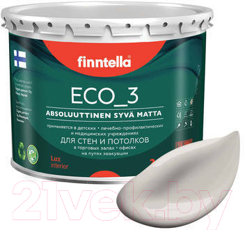 Краска Finntella Eco 3 Wash and Clean Vuoret / F-08-1-3-LG243 (2.7л, теплый серо-коричневый, глубокоматовый)