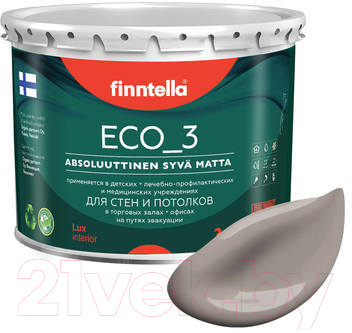 Краска Finntella Eco 3 Wash and Clean Kaakao / F-08-1-3-LG245 (2.7л, глубокоматовый)