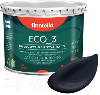 Краска Finntella Eco 3 Wash and Clean Nevy / F-08-1-3-LG252 (2.7л, темно-синий, глубокоматовый)