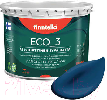 Краска Finntella Eco 3 Wash and Clean Sininen Kuu / F-08-1-3-LG256